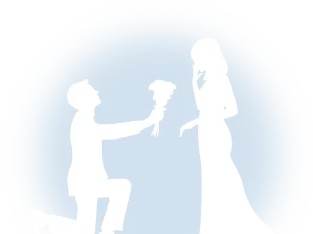 Silhouette of a couple during a proposal